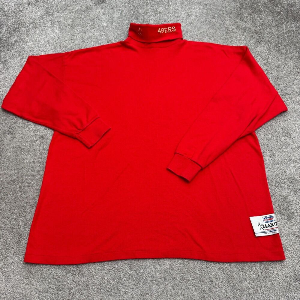 Vintage 90s NFL Pro Line Maxit San Francisco 49ers Turtleneck Shirt Mens XL Red